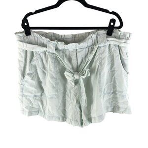 Time And Tru Womens Paperbag Waist Shorts Chambray Light Blue Size XXL